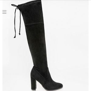 Over the knee black high heel boots
